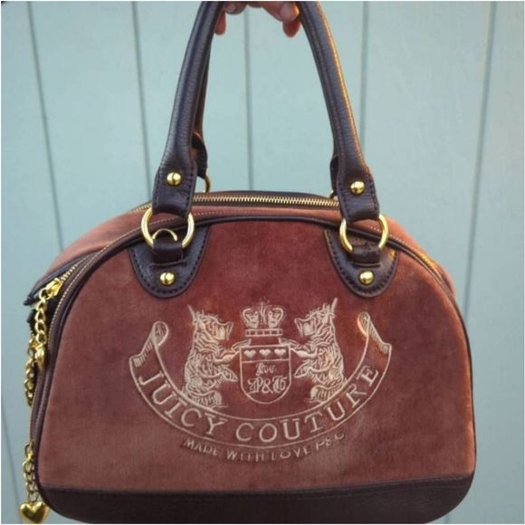 Juicy Couture Y2K Scottie Dogs Pet Carrier Bowler Velour Satchel - Picture 2 of 12